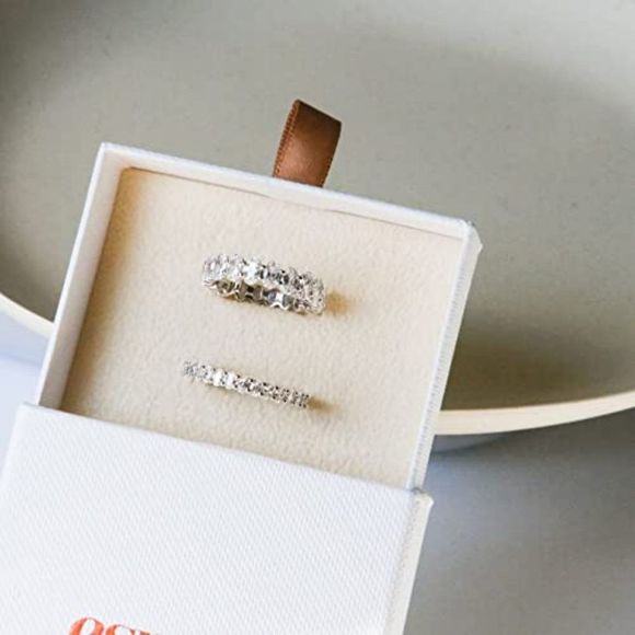 espere 7 1/2 ctw Oval Cut CZ Eternity Ring | Womens Wedding Band - Picture 4 of 6